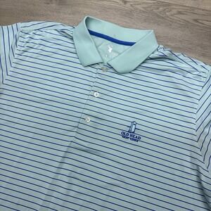 Old Head Golf Links F&G Tech Polo Blue Striped Men's Sz XL Golf Casual